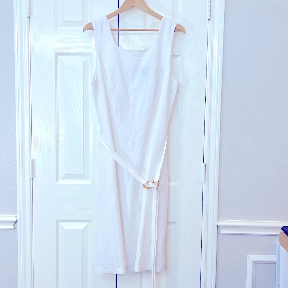 Lane Bryant White Linen Sleeveless Midi Dress Sz 14